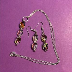 Elegant Silver and Multicolor  Bead Jewelry Set